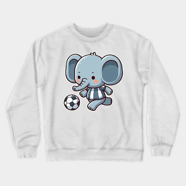 Funny elephant Play Soccer Crewneck Sweatshirt by fikriamrullah